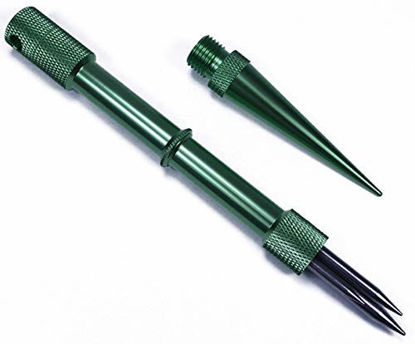 Picture of Green Marlin Spike Tightening Tool with 3 Lacing Needles/Fids for Paracord and Leather Work