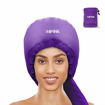 Picture of Bonnet Hood Hair Dryer Attachment - Adjustable Extra Large Bonnet Hair Dryer for Hand Held Hair Dryer with Stretchable Grip and Extended Hose Length (Purple)