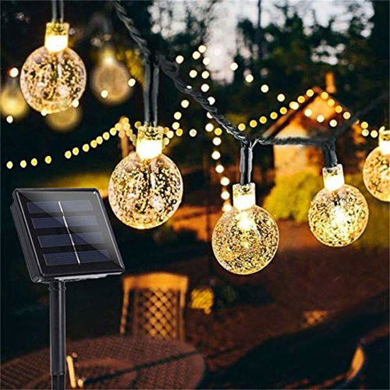 Picture of Garden Solar Lights, 50 LED 24ft 8 Modes Waterproof String Lights Outdoor Fairy Lights Globe Crystal Balls Decorative Lighting for Garden Yard Home Party Wedding Christmas Decoration (Warm White)