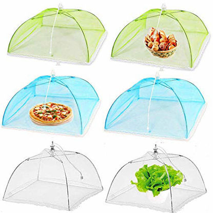 Picture of 17"x17" Pop-Up Food Mesh Protector Cover Umbrella Food Nets Screen,Reusable and Collapsible Outdoor Food Tents for Parties Picnic BBQ (6 Pack)