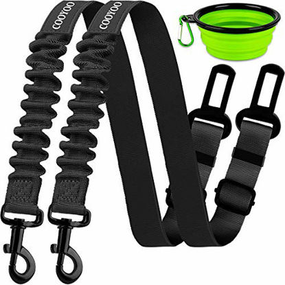 Picture of COOYOO Dog Seat Belt,2 Packs Retractable Dog Car Seatbelts Adjustable Pet Seat Belt for Vehicle Nylon Pet Safety Seat Belts Heavy Duty & Elastic & Durable Car Harness for Dogs