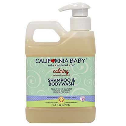 Picture of California Baby Calm Shampoo and Body Wash - Hair, Face, and Body | Gentle, Fragrance Free, Allergy Tested | Dry, Sensitive Skin 17 Ounces