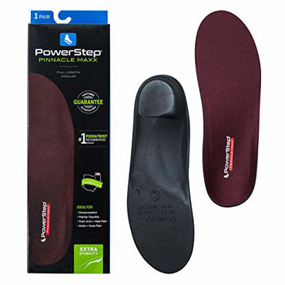 Picture of Powerstep unisex adult Pinnacle Maxx Orthotic Insole Shoe Inserts for Men and Women Workout Gear Home Workou, Maroon, Men s 8 - 8.5 Women 10 10.5 M US