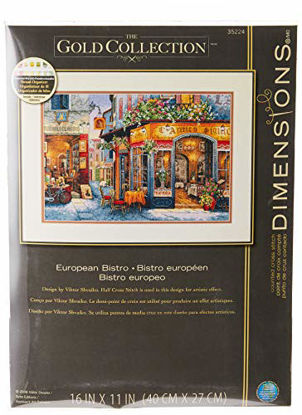 Picture of Dimensions Gold Collection Counted Cross Stitch Kit, European Bistro, 16 Count Dove Grey Aida, 11'' x 16''