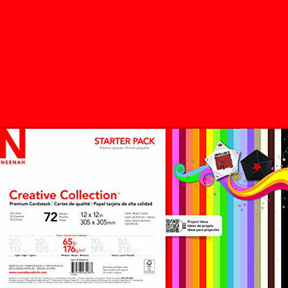 Picture of Neenah Creative Collection Specialty Cardstock Starter Kit, 12" x 12", 65 lb, 18-Color Assortment, 72 Sheets (46408-02)