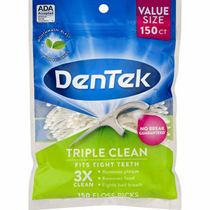 Picture of DenTek Triple Clean Floss Picks | No Break Guarantee | 150 Count