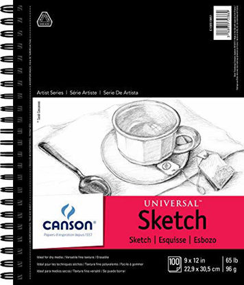 Picture of Canson 702-192 Universal Sketch Pad, Side Wire Bound, 9" x 12", White