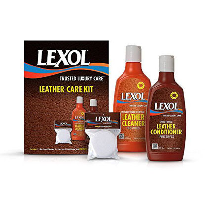 Picture of Lexol Leather Cleaner and Conditioner and Sponge Kit, For Use on Leather Apparel, Furniture, Auto Interiors, Shoes, Handbags and Accessories