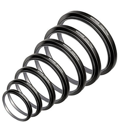 Picture of Neewer 7pcs 49mm-77mm Filter Step Up Rings Stepping Adapter Set (49-52-55-58-62-67-72-77mm)