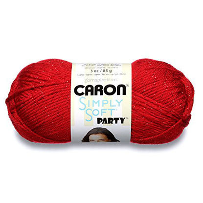 Picture of Caron Simply Soft Party Yarn, 3 oz, Medium Worsted 4 Gauge, - Rich Red - For Crochet, Knitting & Crafting