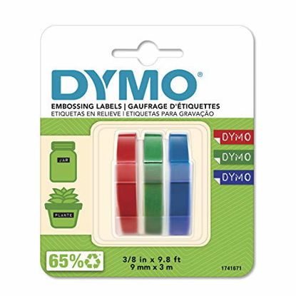 Picture of DYMO 1741671 Embossing Tape, Red, Green and Blue, 3/8-Inch