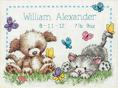 Picture of DIMENSIONS 70-73883 Pet Friends Birth Record, Counted Cross Stitch