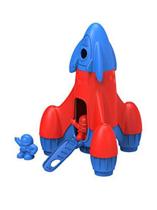 Picture of Green Toys Rocket with 2 Astronauts Toy Vehicle Playset, Blue/Red