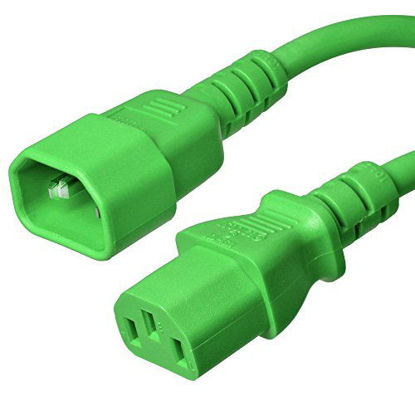 Picture of C14 to C13 Power Cord - Green, 10 Foot, 10A/250V, 18/3 AWG, IE 60320 - Iron Box Part # IBX-6110-10 (10 ft, Green)