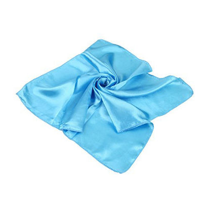 Picture of TrendsBlue Elegant Silk Feel Solid Color Satin Square Scarf, Light Blue