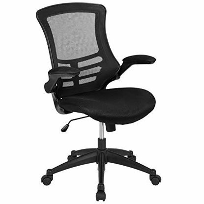 Picture of Flash Furniture Mid-Back Black Mesh Swivel Ergonomic Task Office Chair with Flip-Up Arms