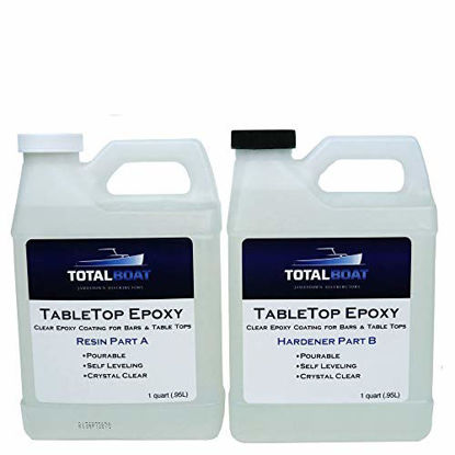 Picture of TotalBoat Epoxy Resin Crystal Clear - 2 Quart Epoxy Resin & Hardener Kit for Bar Tops, Table Tops & Countertops | Pro Epoxy Coating for Wood, Concrete, Art