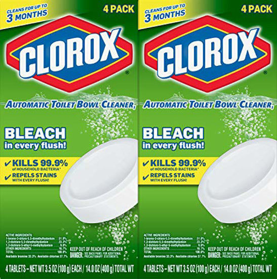 Picture of Clorox Automatic Toilet Bowl Cleaner Tablets with Bleach, (Each 4 Count of 3.5 oz Tablets) 14 oz, Pack of 2