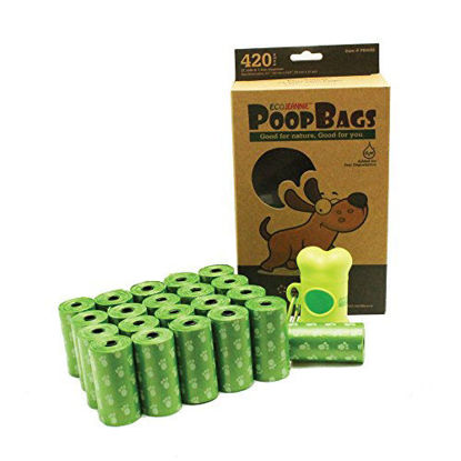 Picture of EcoJeannie 420-Count (21 Rolls) Dog Poop Bags+1 Dispenser w/Stainless Steel Clip