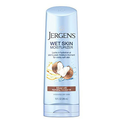Picture of Jergens Wet Skin Body Moisturizer with Oil, In Shower Lotion for Dry Skin, Fast-Absorbing, Non-Sticky, Dermatologist Tested, Basic, Coconut, 10 Fl Oz