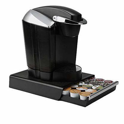 Picture of Mind Reader Single Serve Coffee Pod Drawer and Holder, 30 Capacity Coffee Station and Pod Capsule Storage Organizer, Pull Out Tray for Condiments, Coffee Accessories Black, 13.07" L x 9.37" W x 2.5" H