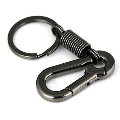 Picture of Maycom Retro Style Simple Strong Carabiner Shape Keychain Key Chain Ring Keyring Keyfob Key Holder (Black)
