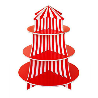 Picture of 3 Tier Cupcake Foam Stand with Circus Carnival Tent Design for Desserts, Birthdays, Decorations