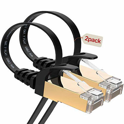 Picture of Ethernet Cable, VANDESAIL CAT7 Network Cable RJ45 High Speed STP LAN Cord Gigabit 10/100/1000Mbit/s Gold Plated Lead (2m/ 6.5ft, Black-2pack)