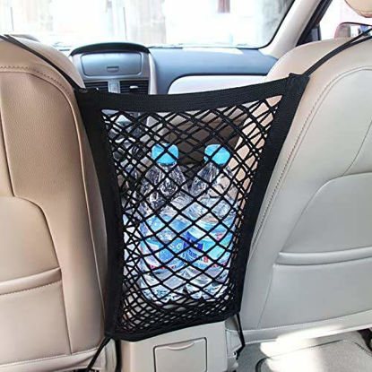 Picture of MICTUNING Universal Car Seat Storage Mesh/Organizer - Mesh Cargo Net Hook Pouch Holder for Bag Luggage Pets Children Kids Disturb Stopper