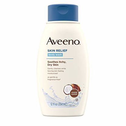 Picture of Aveeno Skin Relief Body Wash with Coconut Scent & Soothing Oat, Gentle Soap-Free Body Cleanser for Dry, Itchy & Sensitive Skin, Dye-Free & Allergy-Tested, 12 fl. oz