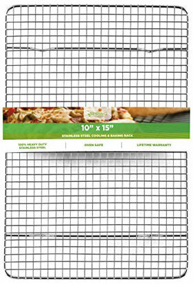 Picture of Oven Safe, Heavy Duty Stainless Steel Baking Rack & Cooling Rack, 10 x 15 inches Fits Jelly Roll Pan
