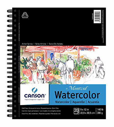 Picture of CANSON Artist Series Montval Watercolor Paper Pad, Heavyweight Cold Press and Micro-Perforated, Side Wire Bound, 140 Pound, 9 x 12 Inch, 20 Sheets, 9"x12"