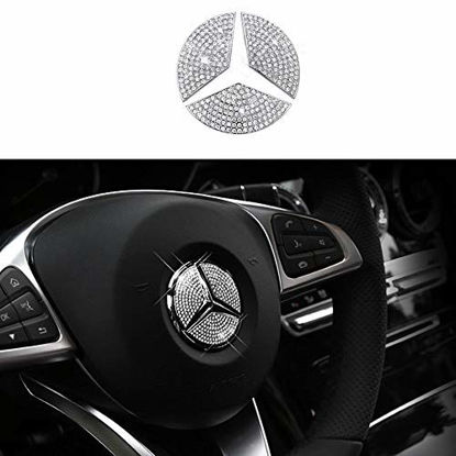 Picture of TopDall Steering Wheel Bling Crystal Emblem Shiny Accessory Interior Decal Sticker for Mercedes-Benz
