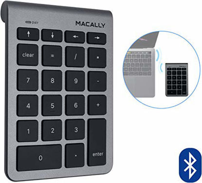 Picture of Macally 22 Keys Bluetooth Wireless Numeric Keypad for Mac with Arrow Keys & 10 Key Bluetooth Number Pad for Easy Data Entry - Number Keypad for MacBook Pro Air Laptop, iMac, Apple, iPhone, iPad Etc.