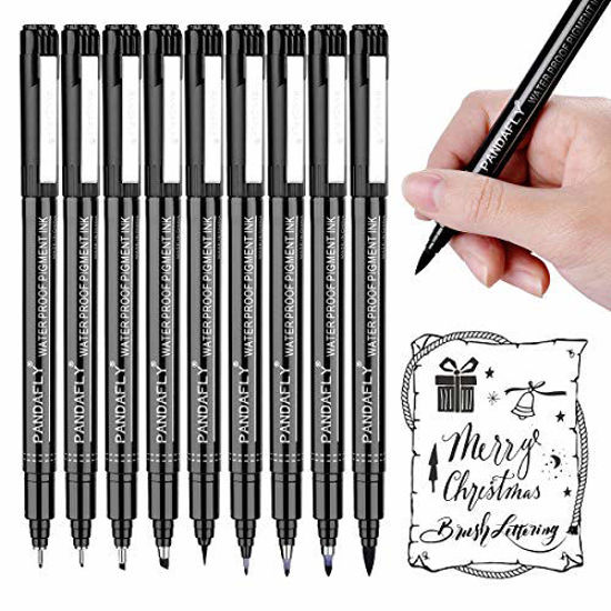 Illustration Signature Design HosDen Calligraphy Pens 3 Brush Pens Drawing and Lettering 3 Sizes Black Refill Brush Marker Pen Calligraphy Set for Beginners Writing 