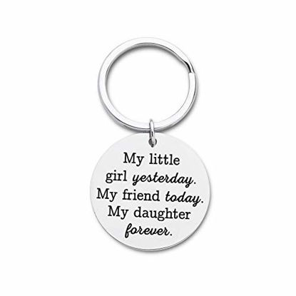 Picture of Daughter Keychain Gift from Father Mother for Bride Adult Daughter Little Girl Birthday Wedding Valentine Day Graduation Christmas Dad Mom Gifts for Women Teen Teenage Key Ring Jewelry