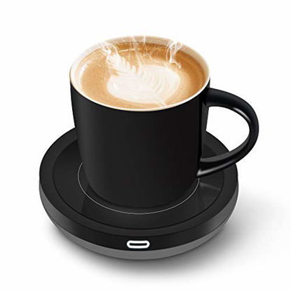 Picture of BESTINNKITS Smart Coffee Set Auto On/Off Gravity-induction Mug Office Desk Use, Candle Wax Cup Warmer Heating Plate (Up To 131F/55C), 14oz