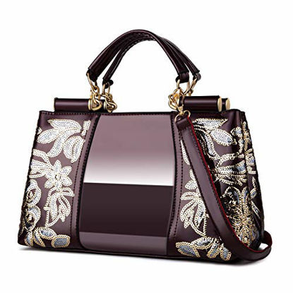 Picture of Nevenka Women Patent Leather Fashion Handbags (Wine Red)