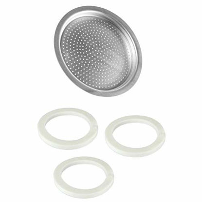 Picture of Univen 64 mm Espresso Filter and Gasket Seals Compatible with Bialetti 6 Cup Aluminum Espresso Makers