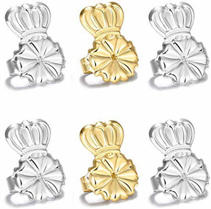 Picture of Original Magic Earring Lifters and Earring Backs - 3 Pairs of Hypoallergenic Adjustable Earring Lifts - Pairs of Earring Backs- Easy to Use, Drooping Earrings (2silver/1gold)