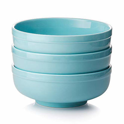 Picture of DOWAN Porcelain Soup Bowls - 32 Ounces Individual Salad Bowls, Serving Bowls for Pasta Soup Cereal Salad, Sturdy Pho Bowls for Kitchen, Dishwasher & Microwave Safe Bowls Set of 3, Blue