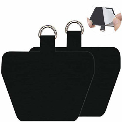 Picture of Phone Tether Tab, COCASES 2 Pack Update Phone Lasso Patch with Replacement Part for Smartphone Lanyard Safety Tether (Black)