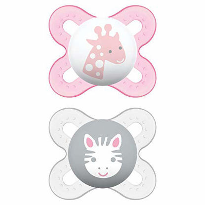 Picture of MAM Start Newborn Pacifiers (2 pack, 1 Sterilizing Pacifier Case), Newborn Baby Girl Pacifiers, Best Pacifier for Breastfed Babies, Self Sterilizing Baby Pacifier Case, Baby Pacifiers