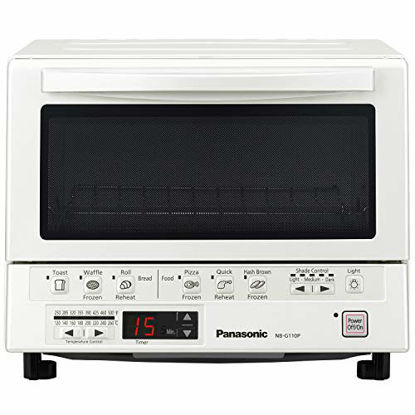 Picture of Panasonic FlashXpress Compact Toaster Oven with Double Infrared Heating, Crumb Tray and 1300 Watts of Cooking Power - 4 Slice Countertop Toaster Oven - NB-G110P-W (White)