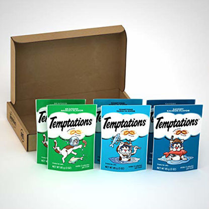 Picture of TEMPTATIONS Classic Crunchy and Soft Cat Treats Seafood Lovers Variety Pack, (6) 3 oz. Pouches
