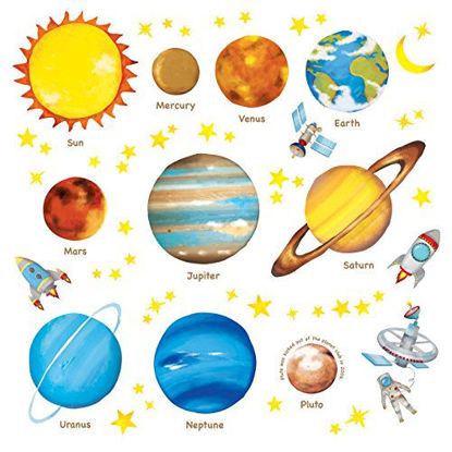 Picture of DECOWALL DW-1307 Planets in the Space Kids Wall Stickers Wall Decals Peel and Stick Removable Wall Stickers for Kids Nursery Bedroom Living Room décor