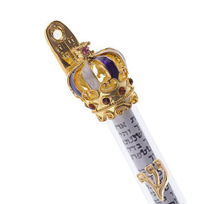 Picture of Holy Land Market Gold Plated Mezuzah and Scroll - Large with Enamelled Stones as Shown -  with Scroll -  (6 inches)