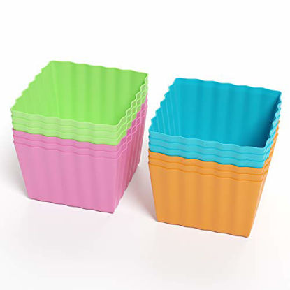 Picture of Bakerpan Silicone Mini Cake Holders, Baking Cups, 1.5 Inch Squares, 12 Pack