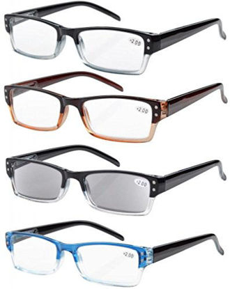 Picture of Eyekepper Reading Glasses-4 Pack Include Reading Sunglasses for Women Men Reading Under The Sun,Two-Tone +2.00 Reader Eyeglasses