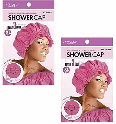 Picture of Magic Brand Waterproof Shower Cap w/ Elastic Band Extra Large - 2 pieces (Assorted)